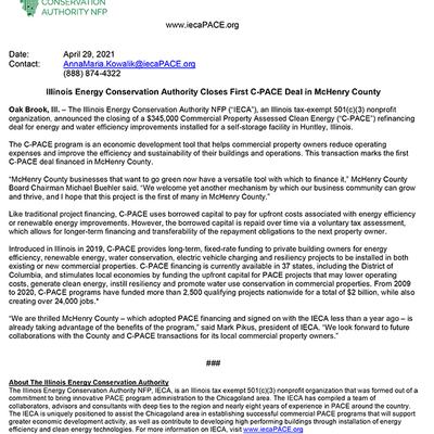 Illinois Energy Authority Closes First C-PACE Deal