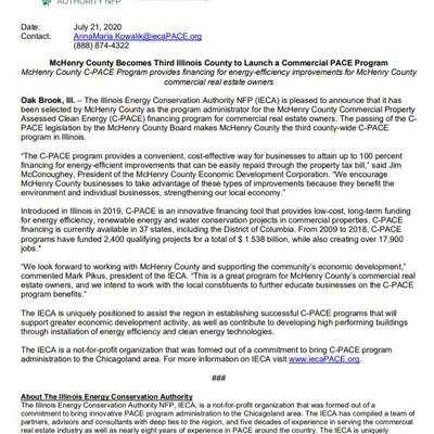 Illinois Launches Commercial PACE Program News Release