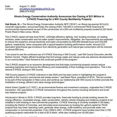 Illinois Agency Announces $21 Million Financing